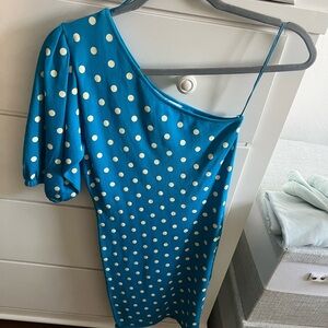 NWOT Zara Turquoise Dress with White Dots